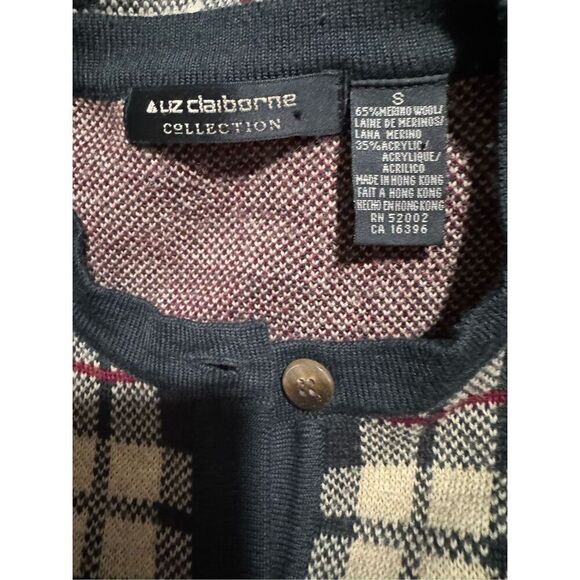 Liz Claiborne vintage button front sweater merino wool blend w/pockets S - Picture 2 of 6